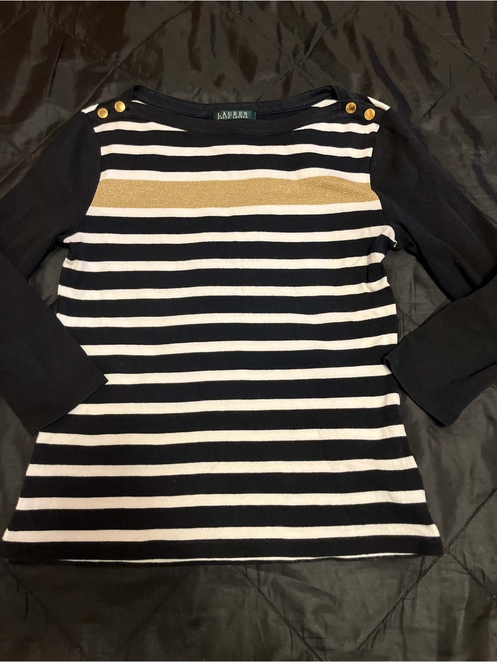 Lauren Ralph Lauren Striped Top with Gold buttons PM